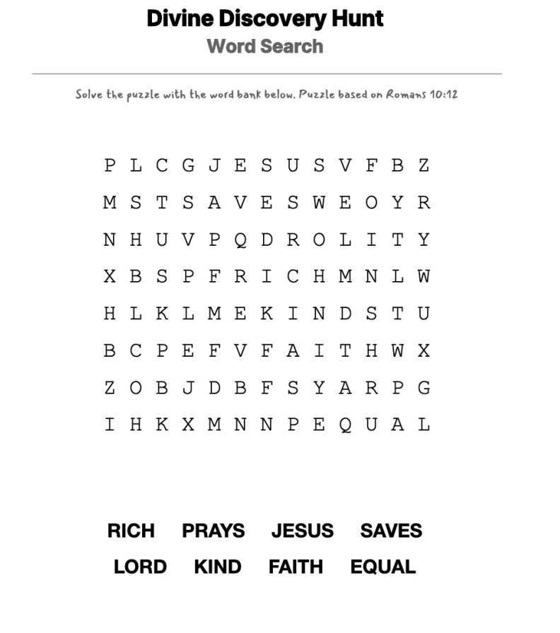 The M & M Test word-search